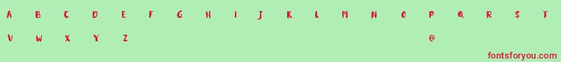 フォントkitadari Personal use – 赤い文字の緑の背景