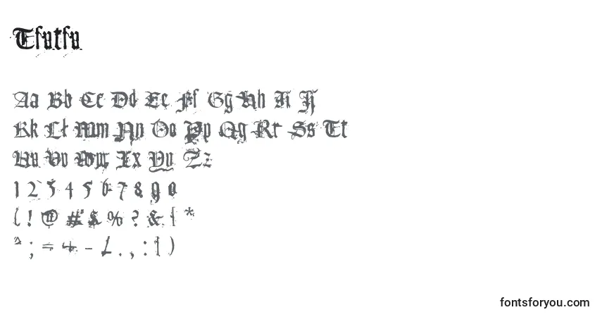 Schriftart Tfutfu – Alphabet, Zahlen, spezielle Symbole