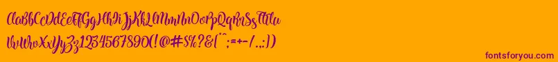 Kite Script-Schriftart – Violette Schriften auf orangefarbenem Hintergrund