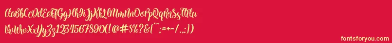 フォントKite Script – 黄色の文字、赤い背景