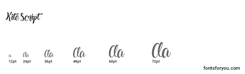 Размеры шрифта Kite Script