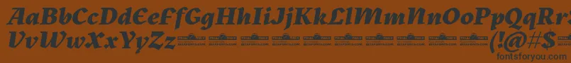 Fonte Kitsch Extrabold Italic trial – fontes pretas em um fundo marrom