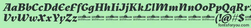Kitsch Extrabold Italic trial-fontti – mustat fontit vihreällä taustalla