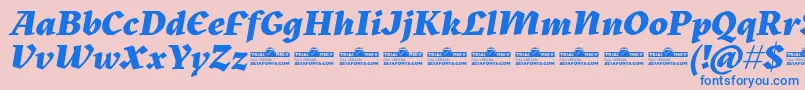 Kitsch Extrabold Italic trial-Schriftart – Blaue Schriften auf rosa Hintergrund