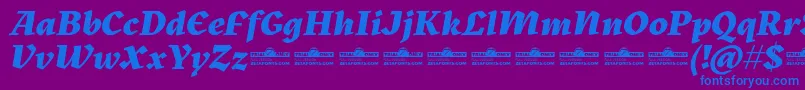 Kitsch Extrabold Italic trial-fontti – siniset fontit violetilla taustalla