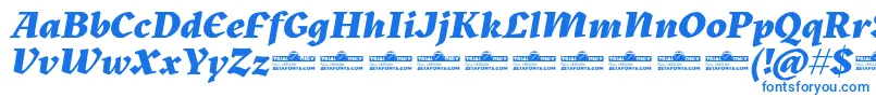 Czcionka Kitsch Extrabold Italic trial – niebieskie czcionki