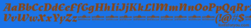 Kitsch Extrabold Italic trial Font – Brown Fonts on Blue Background