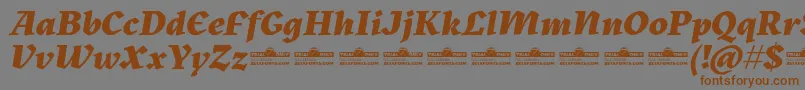 Fonte Kitsch Extrabold Italic trial – fontes marrons em um fundo cinza