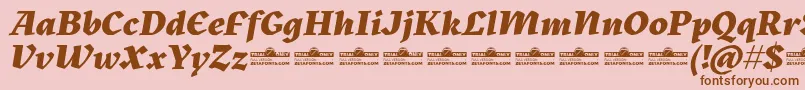 Czcionka Kitsch Extrabold Italic trial – brązowe czcionki na różowym tle