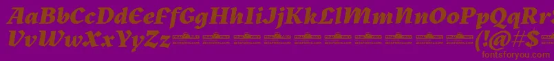 Fonte Kitsch Extrabold Italic trial – fontes marrons em um fundo roxo