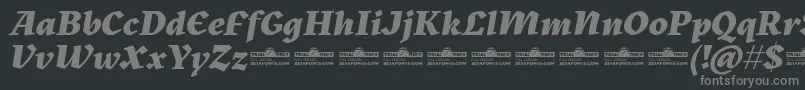 Шрифт Kitsch Extrabold Italic trial – серые шрифты на чёрном фоне