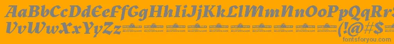 Шрифт Kitsch Extrabold Italic trial – серые шрифты на оранжевом фоне