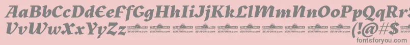 Fonte Kitsch Extrabold Italic trial – fontes cinzas em um fundo rosa