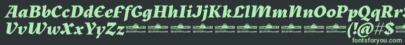 Kitsch Extrabold Italic trial-fontti – vihreät fontit mustalla taustalla