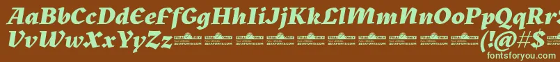 Fonte Kitsch Extrabold Italic trial – fontes verdes em um fundo marrom