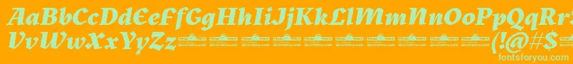 Kitsch Extrabold Italic trial-Schriftart – Grüne Schriften auf orangefarbenem Hintergrund