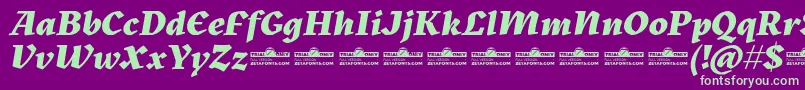 Шрифт Kitsch Extrabold Italic trial – зелёные шрифты на фиолетовом фоне