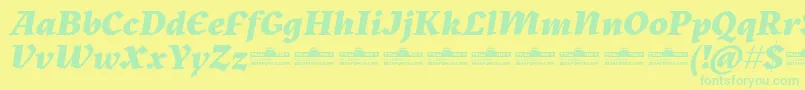 Kitsch Extrabold Italic trial Font – Green Fonts on Yellow Background