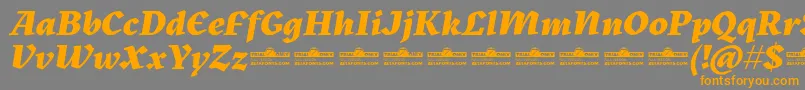 Kitsch Extrabold Italic trial Font – Orange Fonts on Gray Background