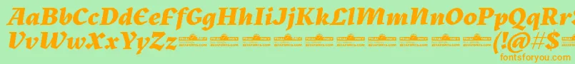 Kitsch Extrabold Italic trial-Schriftart – Orangefarbene Schriften auf grünem Hintergrund