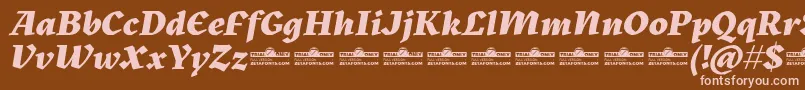Czcionka Kitsch Extrabold Italic trial – różowe czcionki na brązowym tle