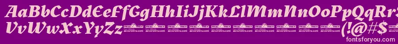 フォントKitsch Extrabold Italic trial – 紫の背景にピンクのフォント
