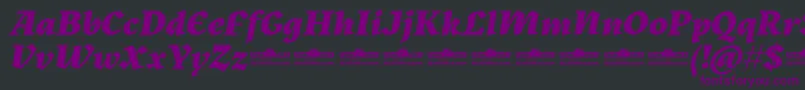 Шрифт Kitsch Extrabold Italic trial – фиолетовые шрифты на чёрном фоне