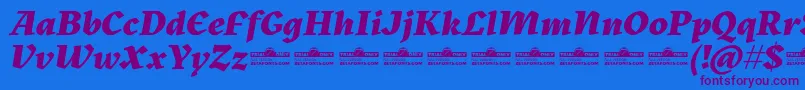 Kitsch Extrabold Italic trial Font – Purple Fonts on Blue Background