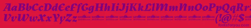 Kitsch Extrabold Italic trial-fontti – violetit fontit punaisella taustalla