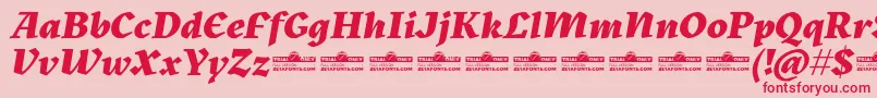Подробнее о шрифте Kitsch Extrabold Italic trial Шрифт Kitsch Extrabold Italic trial – красные шрифты на розовом фоне