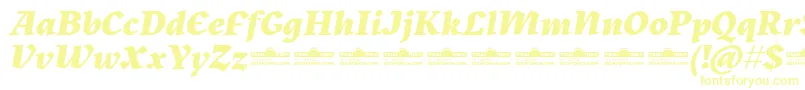 Шрифт Kitsch Extrabold Italic trial – жёлтые шрифты на белом фоне