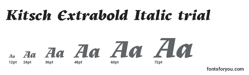 Tamanhos de fonte Kitsch Extrabold Italic trial
