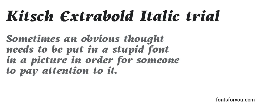 Reseña de la fuente Kitsch Extrabold Italic trial