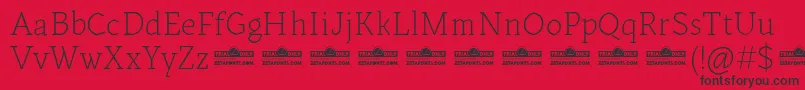 Fonte Kitsch Text Extralight trial – fontes pretas em um fundo vermelho
