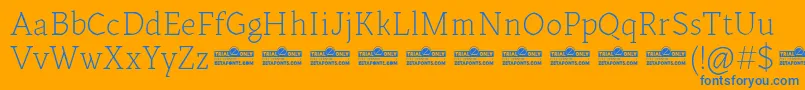 Kitsch Text Extralight trial Font – Blue Fonts on Orange Background