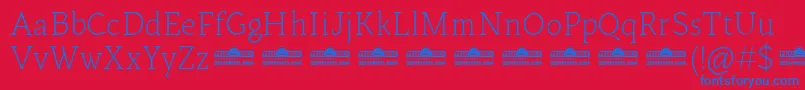 Kitsch Text Extralight trial Font – Blue Fonts on Red Background