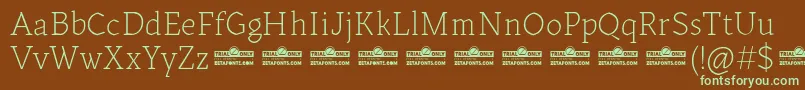 Kitsch Text Extralight trial Font – Green Fonts on Brown Background