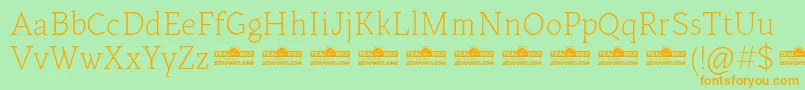 Kitsch Text Extralight trial Font – Orange Fonts on Green Background