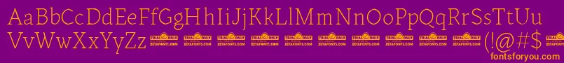 Kitsch Text Extralight trial-Schriftart – Orangefarbene Schriften auf violettem Hintergrund