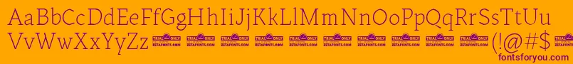 Kitsch Text Extralight trial Font – Purple Fonts on Orange Background