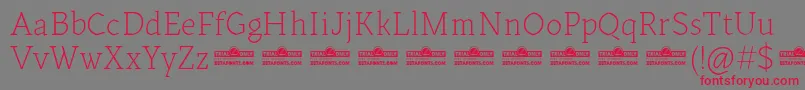 Kitsch Text Extralight trial Font – Red Fonts on Gray Background