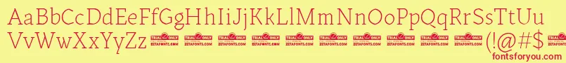 Kitsch Text Extralight trial Font – Red Fonts on Yellow Background