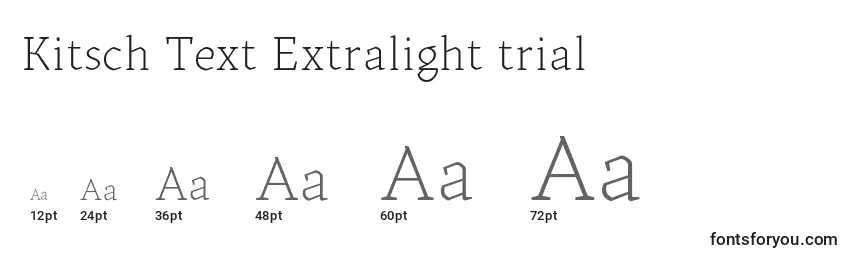 Размеры шрифта Kitsch Text Extralight trial