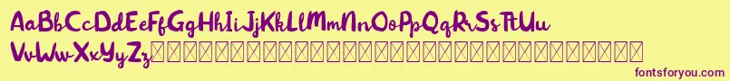 Kitten Days Font – Purple Fonts on Yellow Background