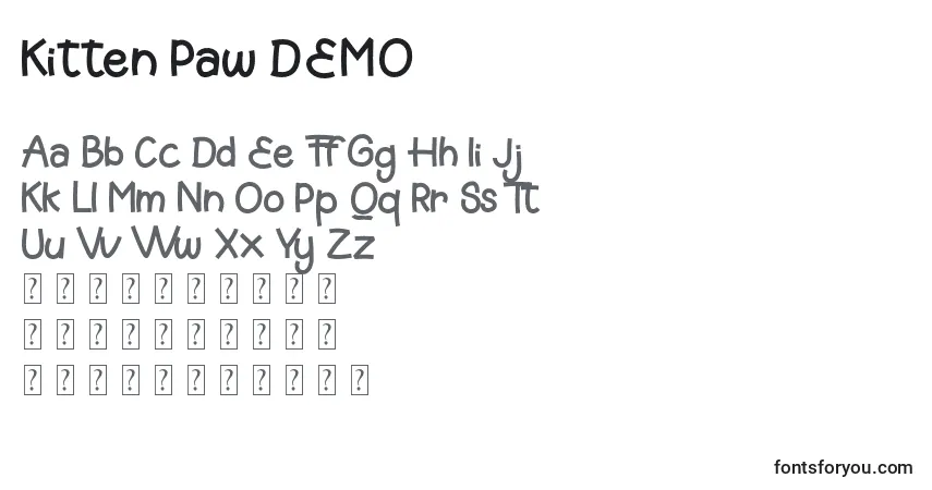 Шрифт Kitten Paw DEMO – алфавит, цифры, специальные символы