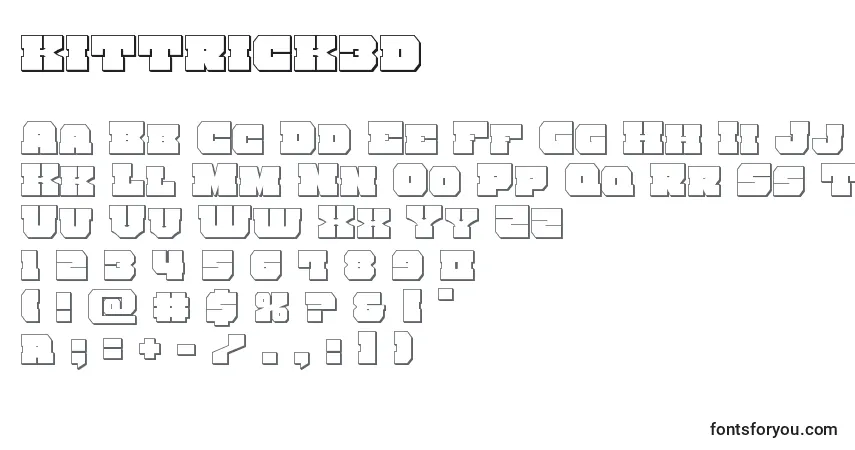 Czcionka Kittrick3d – alfabet, cyfry, specjalne znaki
