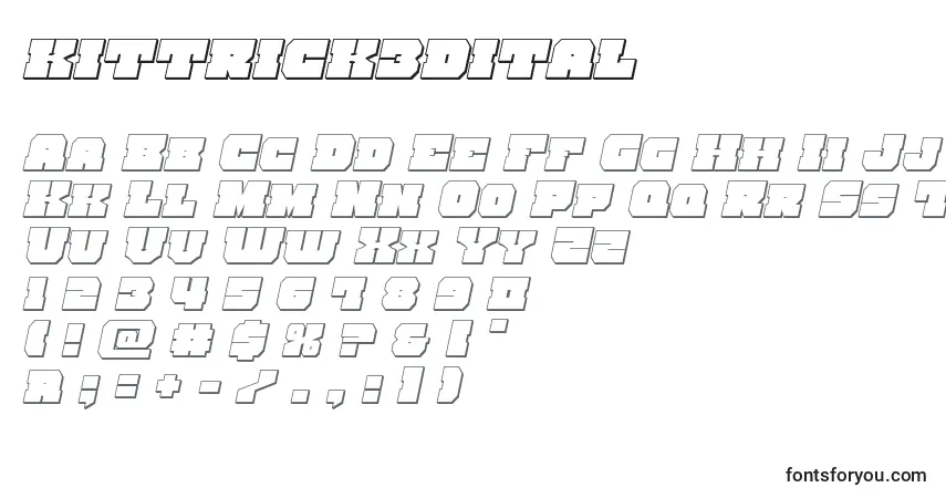 Schriftart Kittrick3dital – Alphabet, Zahlen, spezielle Symbole