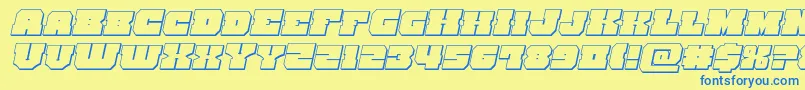 フォントkittrick3dital – 青い文字が黄色の背景にあります。