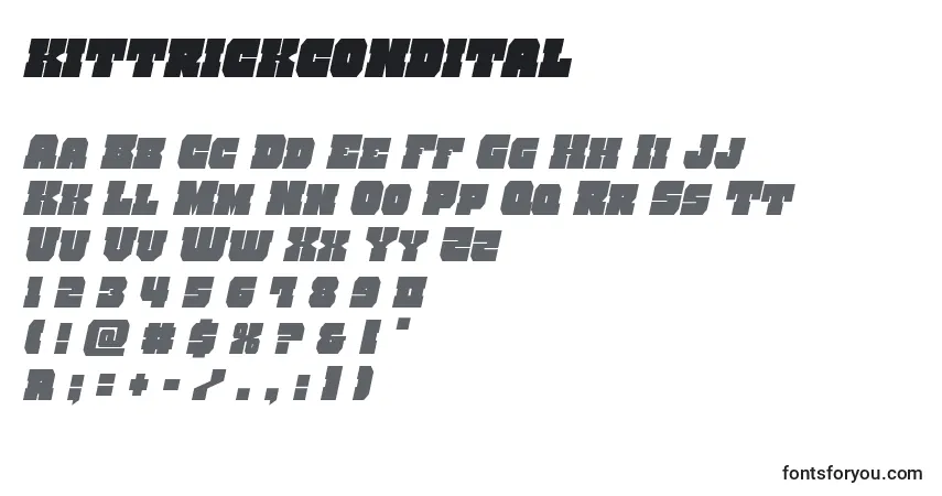 Schriftart Kittrickcondital – Alphabet, Zahlen, spezielle Symbole