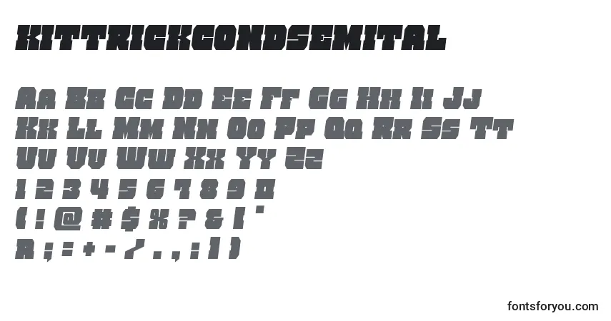 Шрифт Kittrickcondsemital – алфавит, цифры, специальные символы